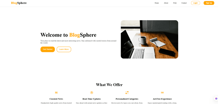 Blog website screenshot
