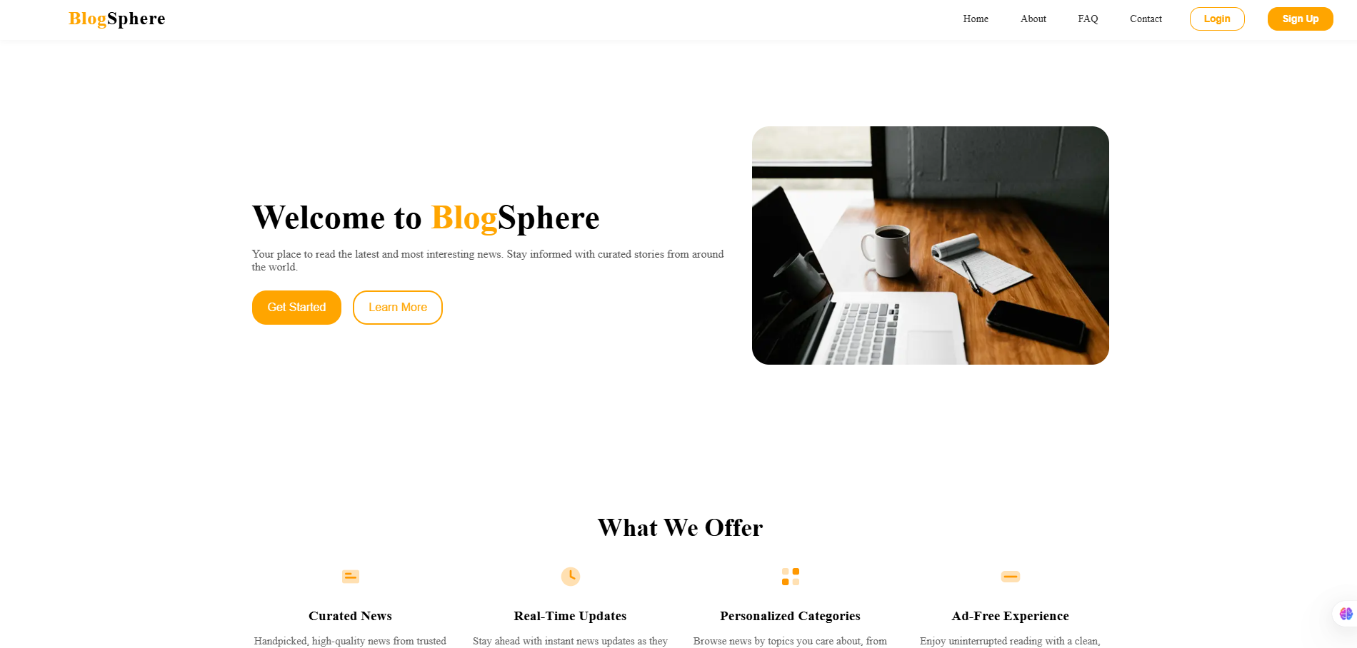 Blog website screenshot